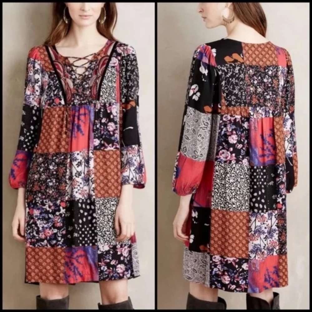 Anthropologie Arcata Patchwork Knee-Length Dress‎ by One September Size XS
